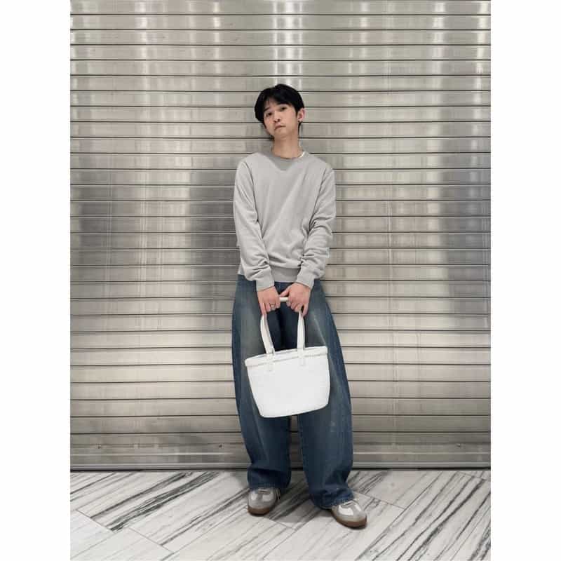 BARNEYS NEW YORK シーアイランドコットン クルーネックニットプルオーバー LIGHT GRAY