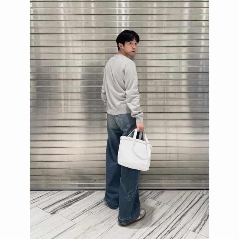 BARNEYS NEW YORK シーアイランドコットン クルーネックニットプルオーバー LIGHT GRAY