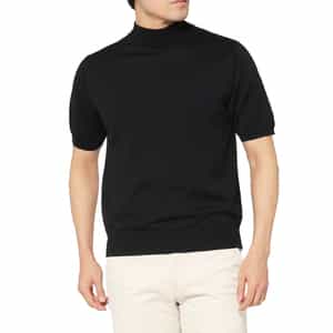 海島綿ショートスリーブモックネックニットプルオーバー