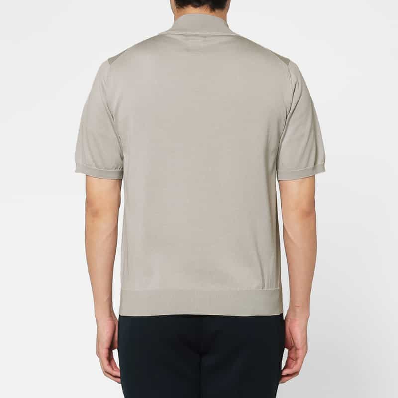 BARNEYS NEW YORK 海島綿ショートスリーブモックネックニットプルオーバー LIGHT GRAY