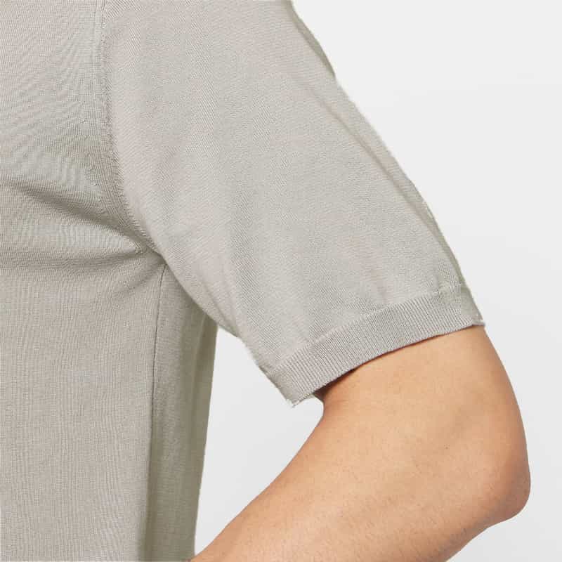 BARNEYS NEW YORK 海島綿ショートスリーブモックネックニットプルオーバー LIGHT GRAY