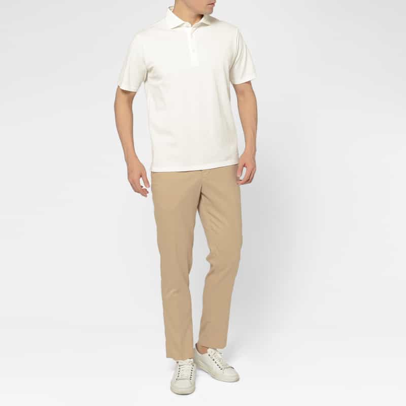 BARNEYS NEW YORK 鹿の子ポロシャツ WHITE