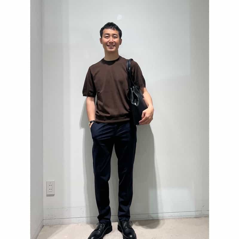 BARNEYS NEW YORK シーアイランドコットン クルーネックニットプルオーバー BROWN