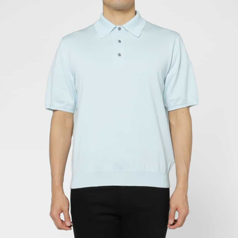 BARNEYS NEW YORK 海島綿ニットポロシャツ LIGHT BLUE