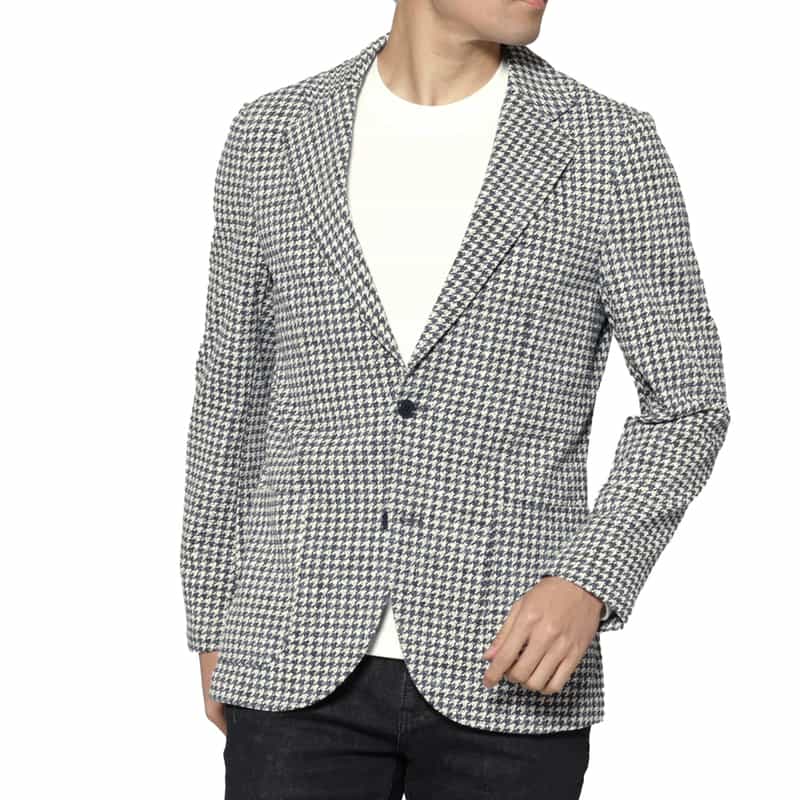 BARNEYS NEW YORK 千鳥格子柄テーラードジャケット BLUE