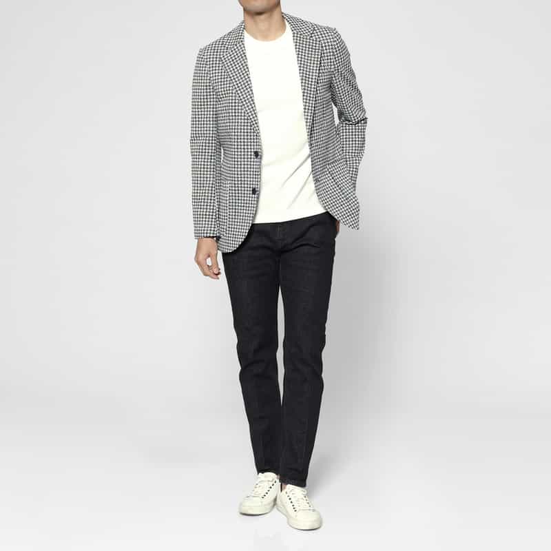 BARNEYS NEW YORK 千鳥格子柄テーラードジャケット BLUE