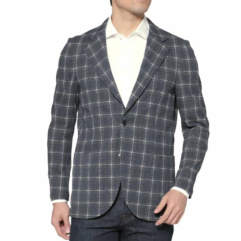 BARNEYS NEW YORK 千鳥格子柄テーラードジャケット NAVY