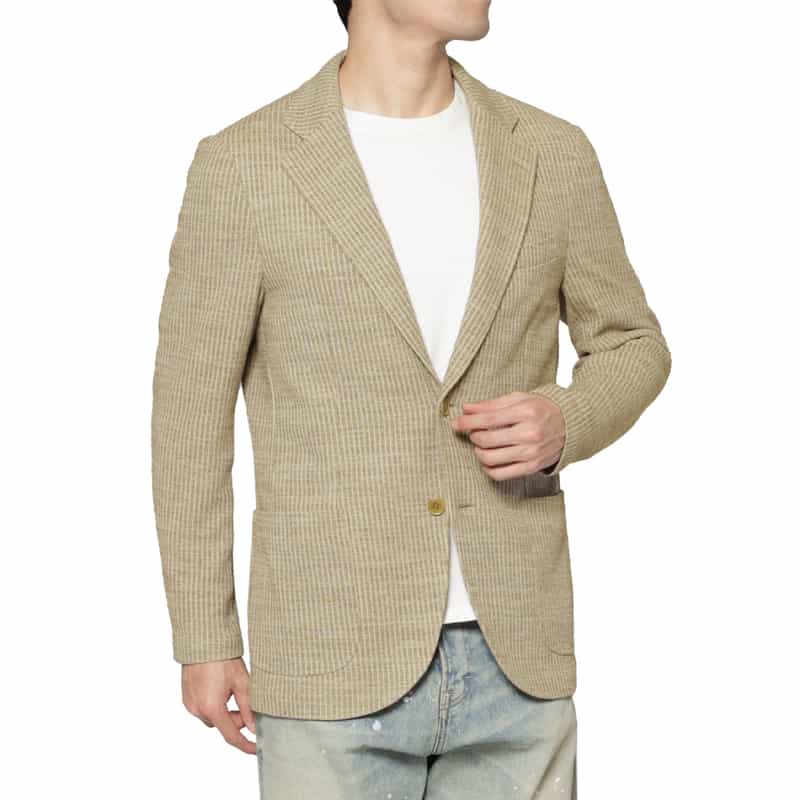 BARNEYS NEW YORK ストライプ柄テーラードジャケット BEIGE