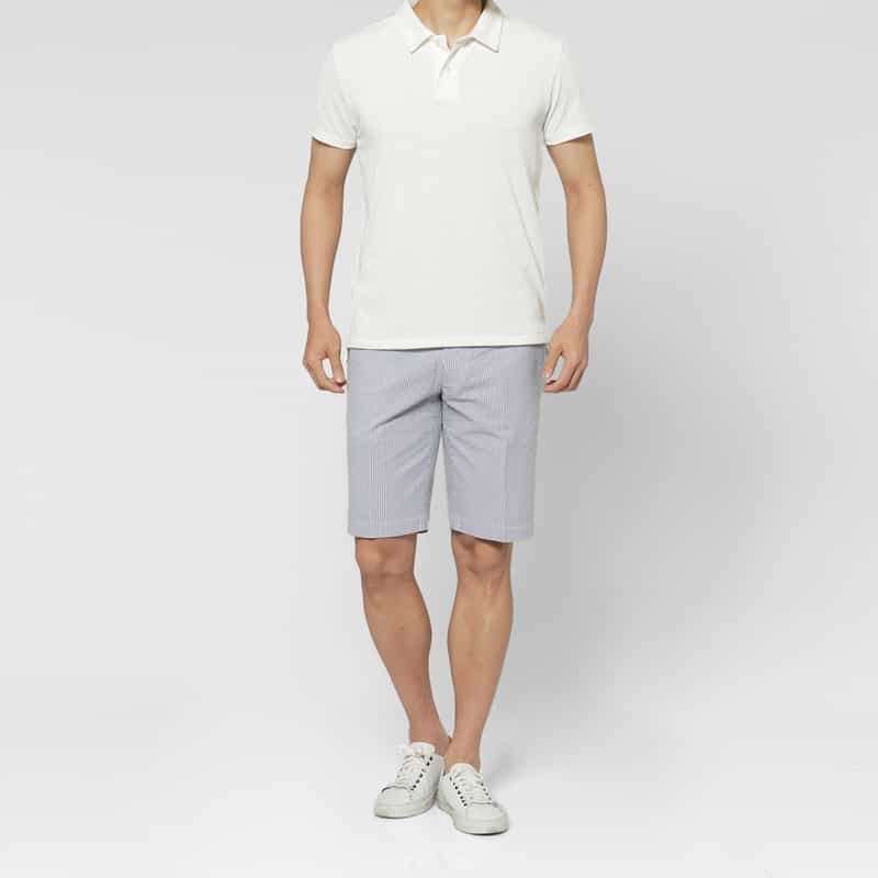 BARNEYS NEW YORK シアサッカー素材ストライプ柄ショーツ BLUE