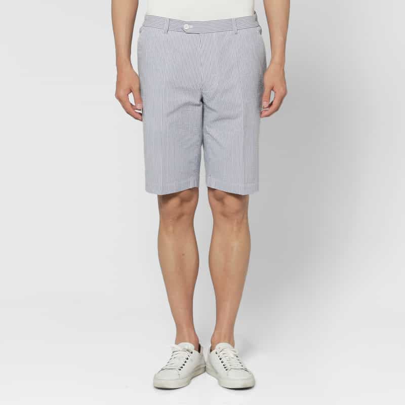 BARNEYS NEW YORK シアサッカー素材ストライプ柄ショーツ BLUE