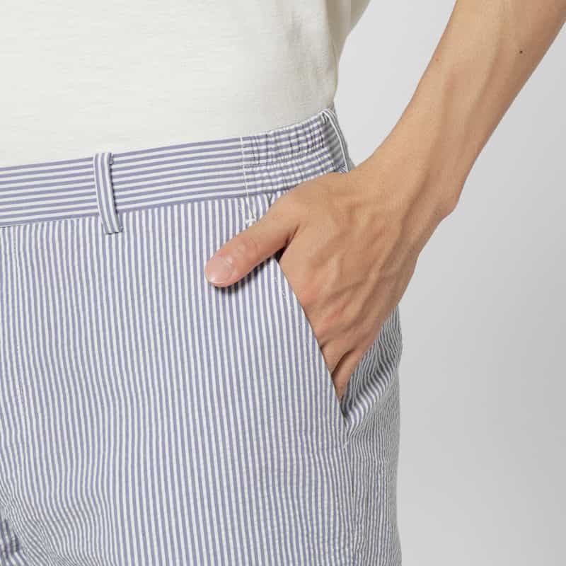 BARNEYS NEW YORK シアサッカー素材ストライプ柄ショーツ BLUE