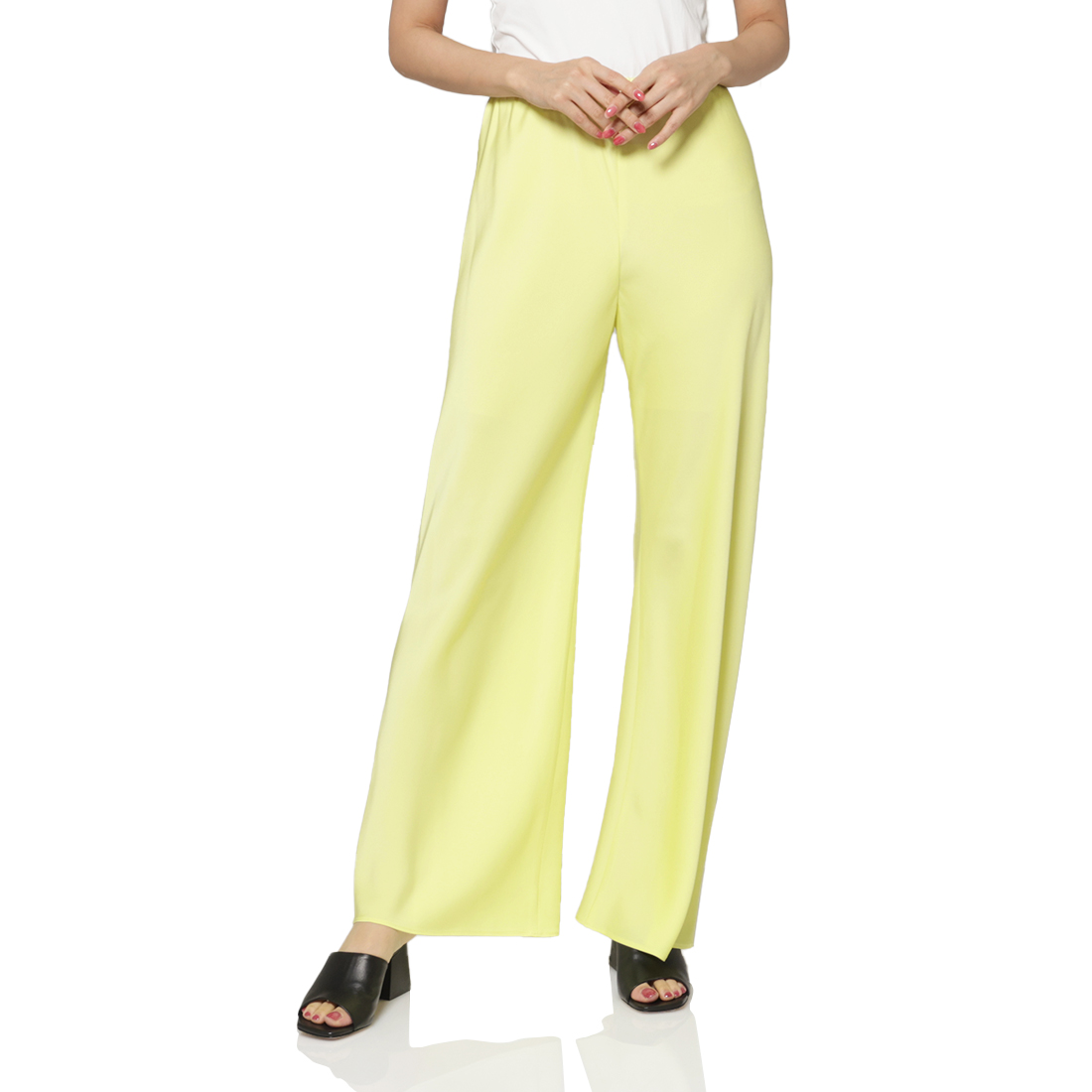 ウォッシャブル サテンワイドパンツ