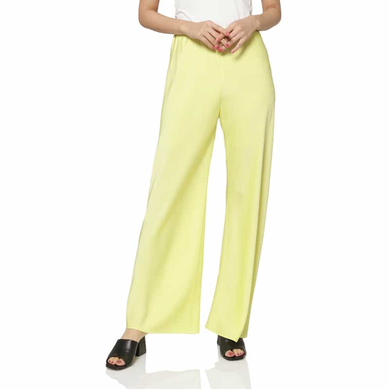 BARNEYS NEW YORK ウォッシャブル サテンワイドパンツ YELLOW