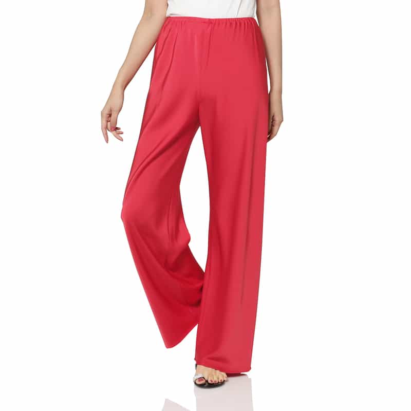 BARNEYS NEW YORK ウォッシャブル サテンワイドパンツ RED