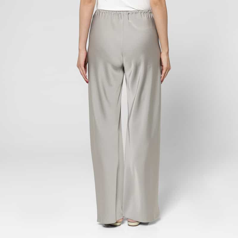 BARNEYS NEW YORK ウォッシャブル サテンワイドパンツ LIGHT GRAY