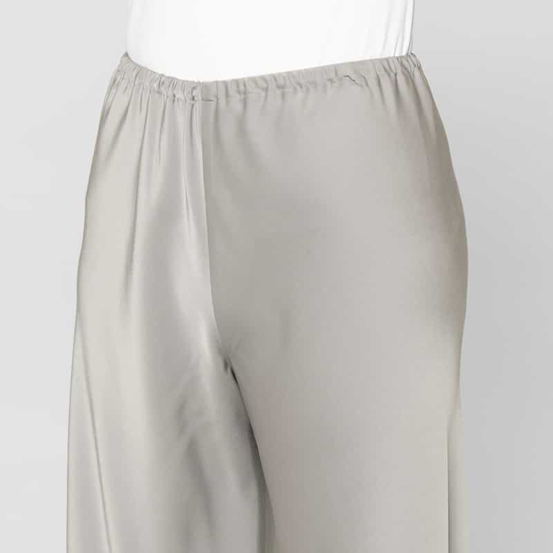 BARNEYS NEW YORK ウォッシャブル サテンワイドパンツ LIGHT GRAY