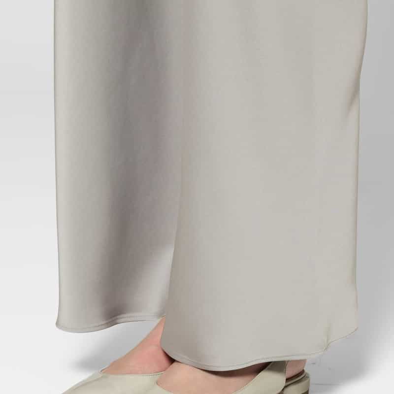 BARNEYS NEW YORK ウォッシャブル サテンワイドパンツ LIGHT GRAY