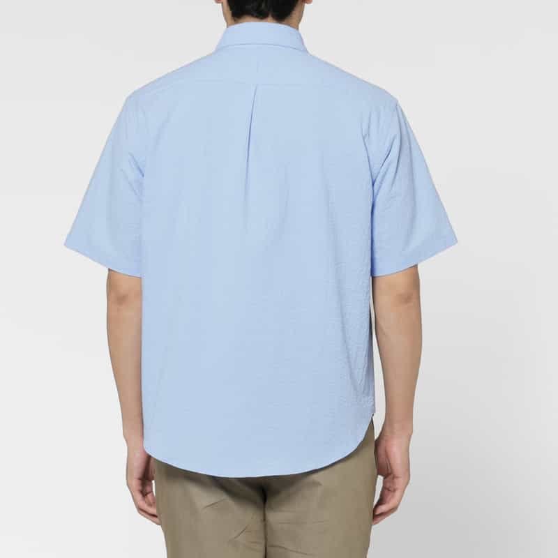 BARNEYS NEW YORK シアサッカー素材カジュアルシャツ BLUE