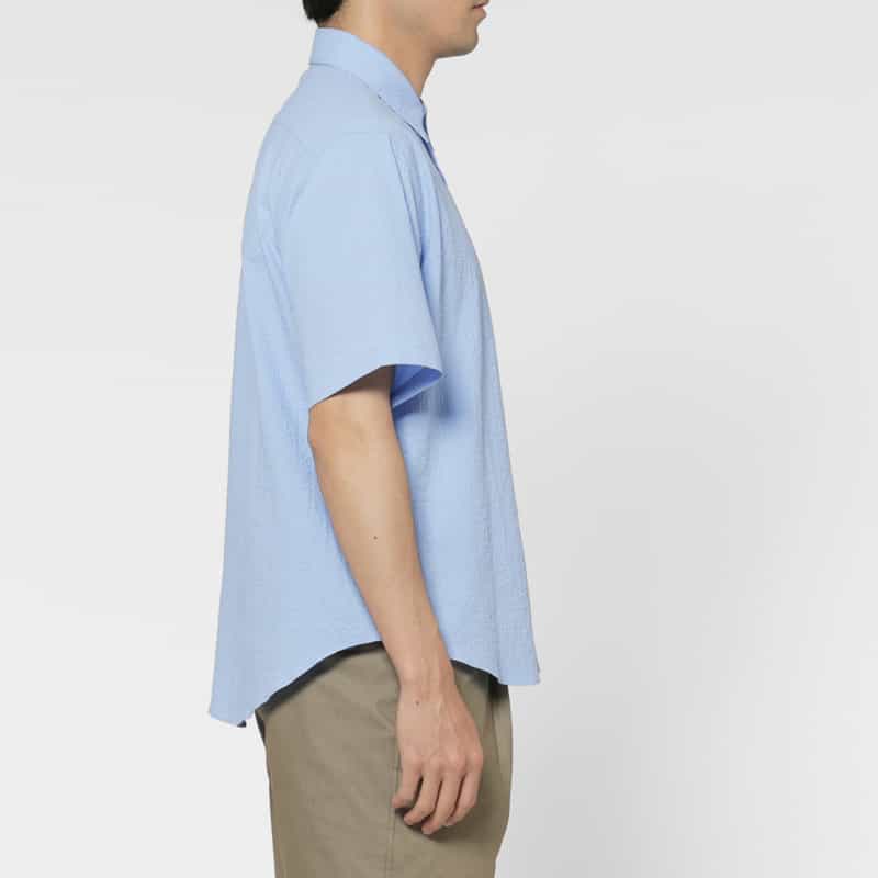 BARNEYS NEW YORK シアサッカー素材カジュアルシャツ BLUE