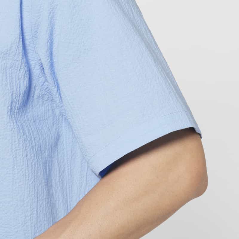 BARNEYS NEW YORK シアサッカー素材カジュアルシャツ BLUE