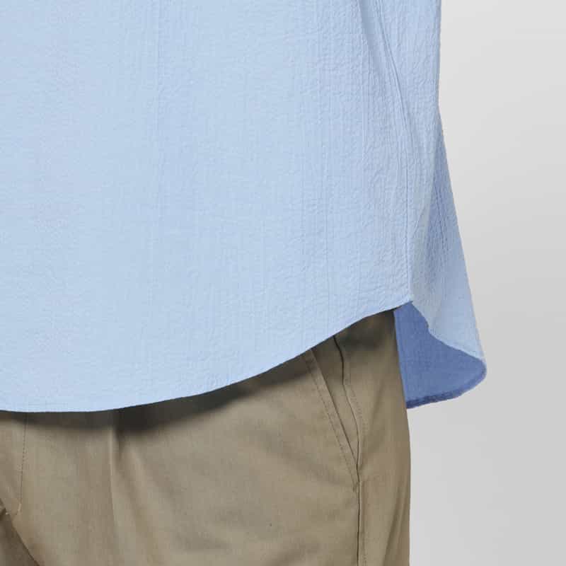 BARNEYS NEW YORK シアサッカー素材カジュアルシャツ BLUE