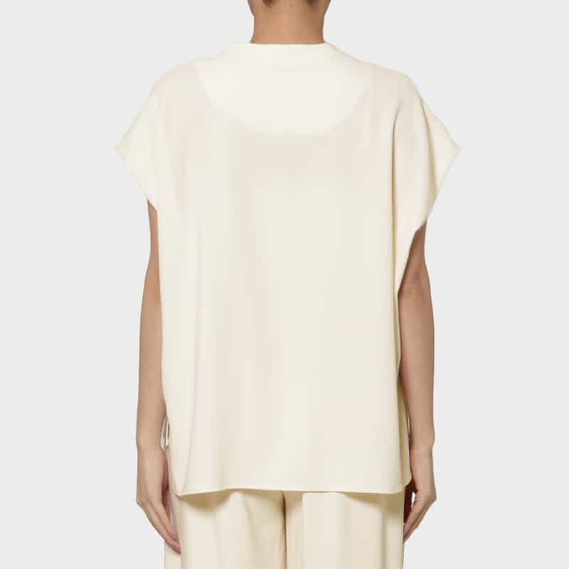 BARNEYS NEW YORK セットアップ ウォッシャブル ジョーゼット素材 Vネックブラウス IVORY