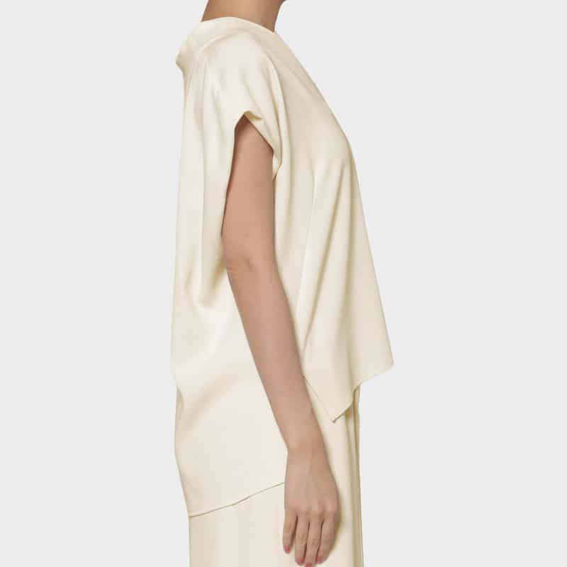 BARNEYS NEW YORK セットアップ ウォッシャブル ジョーゼット素材 Vネックブラウス IVORY