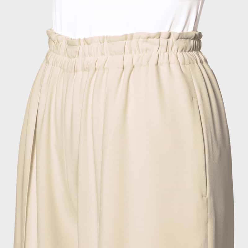 BARNEYS NEW YORK セットアップ ウォッシャブル ジョーゼット素材 ピンタックパンツ IVORY