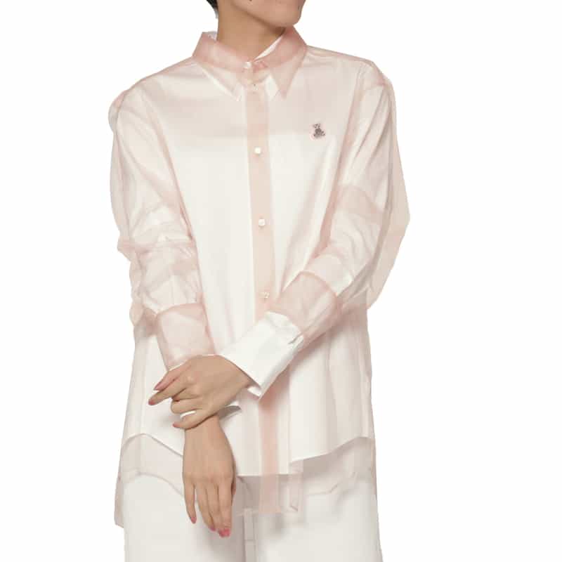 CHIKA KISADA CHIKA KISADA ＜チカ キサダ＞ チュールレイヤード キャット刺繍シャツ WHITE