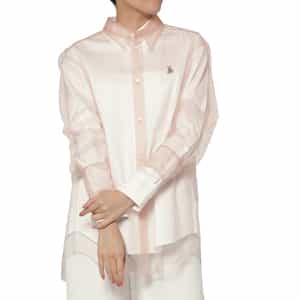 CHIKA KISADA ＜チカ キサダ＞ チュールレイヤード キャット刺繍シャツ