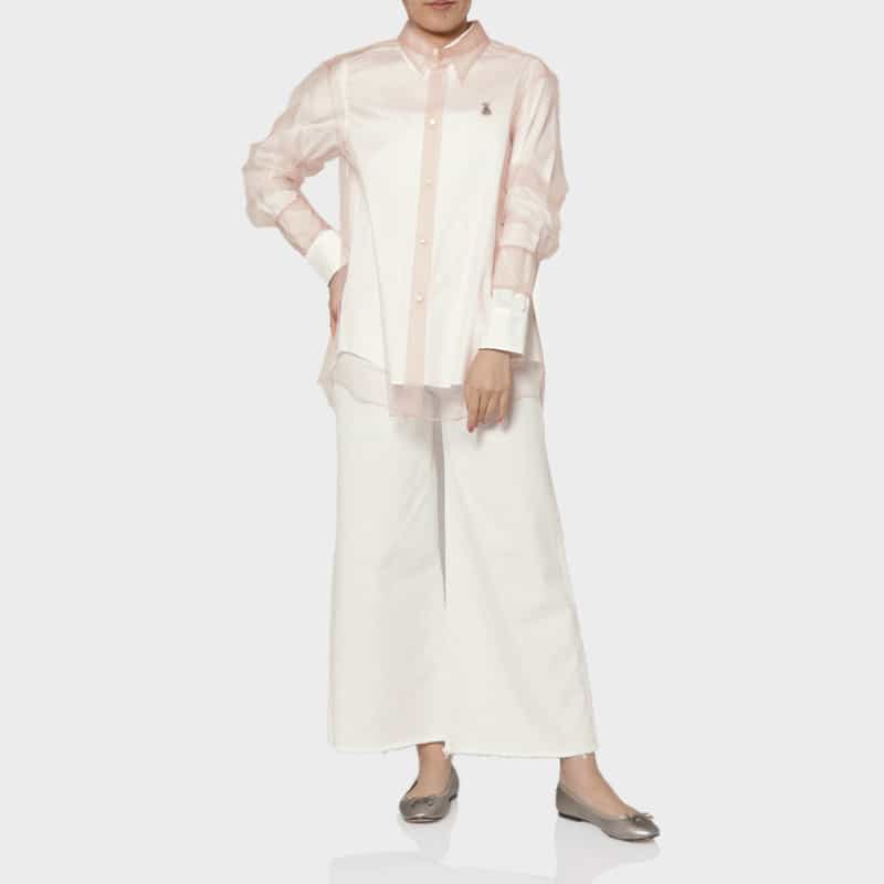 CHIKA KISADA CHIKA KISADA ＜チカ キサダ＞ チュールレイヤード キャット刺繍シャツ WHITE