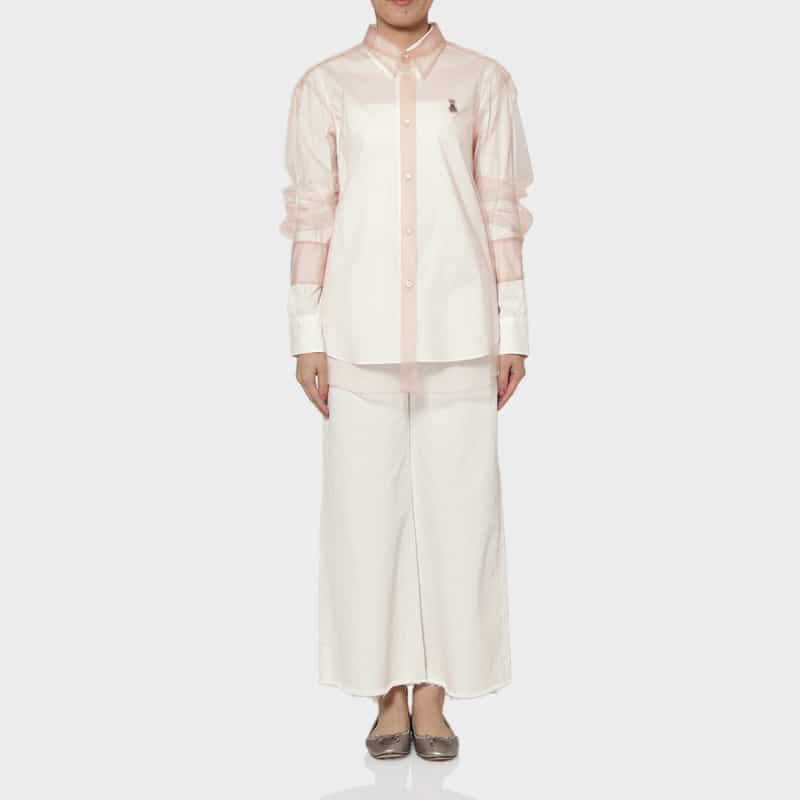 CHIKA KISADA CHIKA KISADA ＜チカ キサダ＞ チュールレイヤード キャット刺繍シャツ WHITE