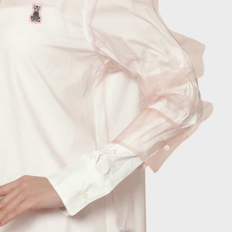 CHIKA KISADA CHIKA KISADA ＜チカ キサダ＞ チュールレイヤード キャット刺繍シャツ WHITE