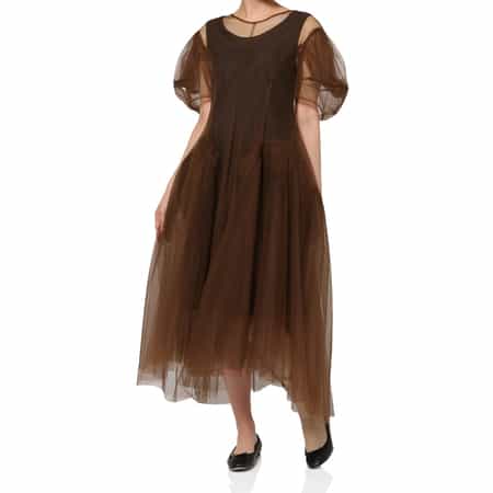 CHIKA KISADA ＜チカ キサダ＞ チュール パフスリーブドレス （インナードレス付）