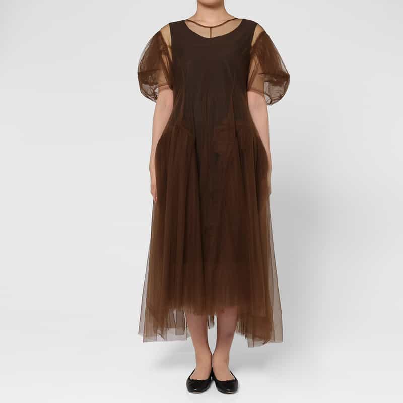 CHIKA KISADA CHIKA KISADA ＜チカ キサダ＞ チュール パフスリーブドレス （インナードレス付） BROWN
