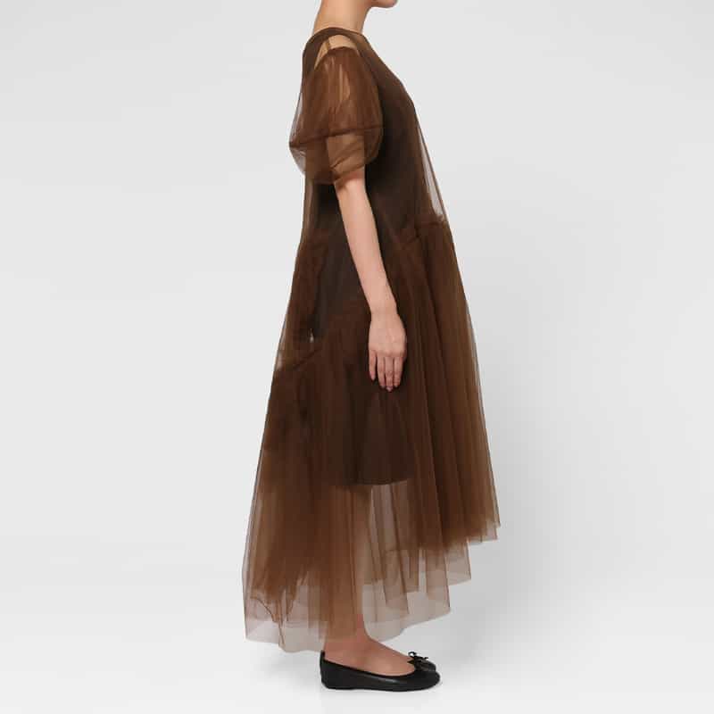CHIKA KISADA CHIKA KISADA ＜チカ キサダ＞ チュール パフスリーブドレス （インナードレス付） BROWN