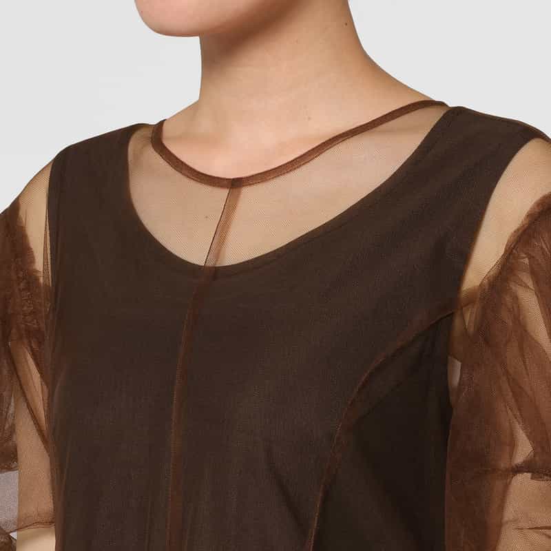 CHIKA KISADA CHIKA KISADA ＜チカ キサダ＞ チュール パフスリーブドレス （インナードレス付） BROWN