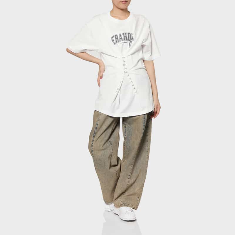 CHIKA KISADA CHIKA KISADA ＜チカ キサダ＞ フック付きデザインTシャツ WHITE