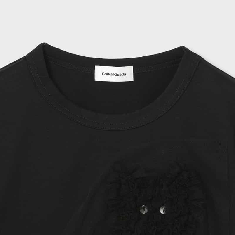 CHIKA KISADA CHIKA KISADA＜チカ キサダ＞ バーニーズ　ニューヨーク限定 チュール付きTシャツ BLACK