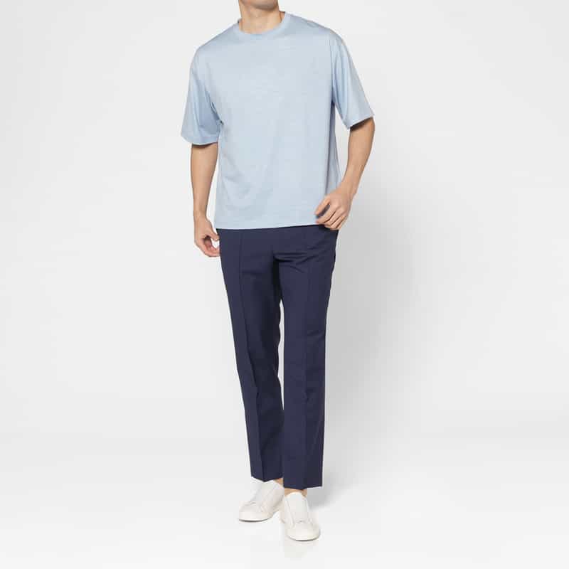 BARNEYS NEW YORK クルーネックカットソー（REDA社製ウール使用） LIGHT BLUE
