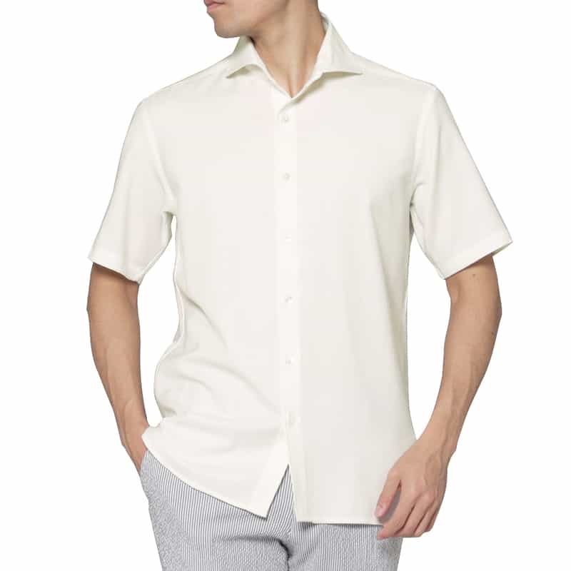 BARNEYS NEW YORK ストレッチカジュアルシャツ（REDA社製ウール使用） WHITE
