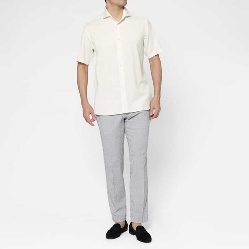 BARNEYS NEW YORK ストレッチカジュアルシャツ（REDA社製ウール使用） WHITE