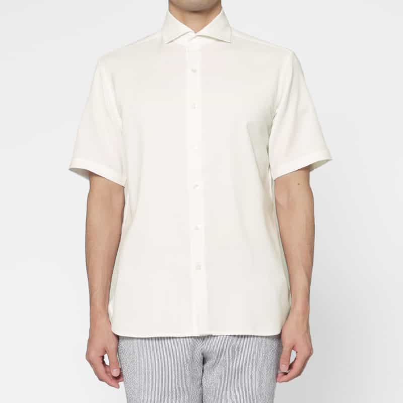 BARNEYS NEW YORK ストレッチカジュアルシャツ（REDA社製ウール使用） WHITE