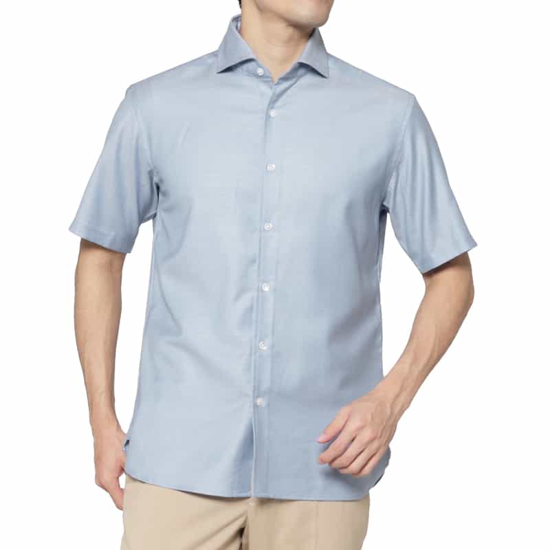 BARNEYS NEW YORK ストレッチカジュアルシャツ（REDA社製ウール使用） LIGHT BLUE