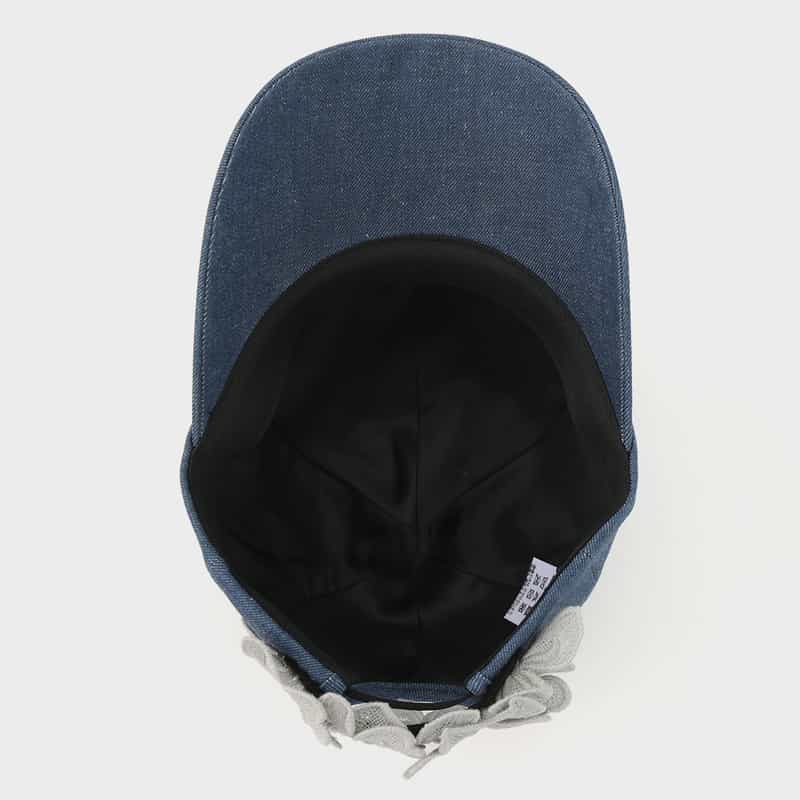 ATHENA NEW YORK ATHENA NEW YORK＜アシーナ ニューヨーク＞フラワーレース付きデニムキャップ "ALICIA" BLUE