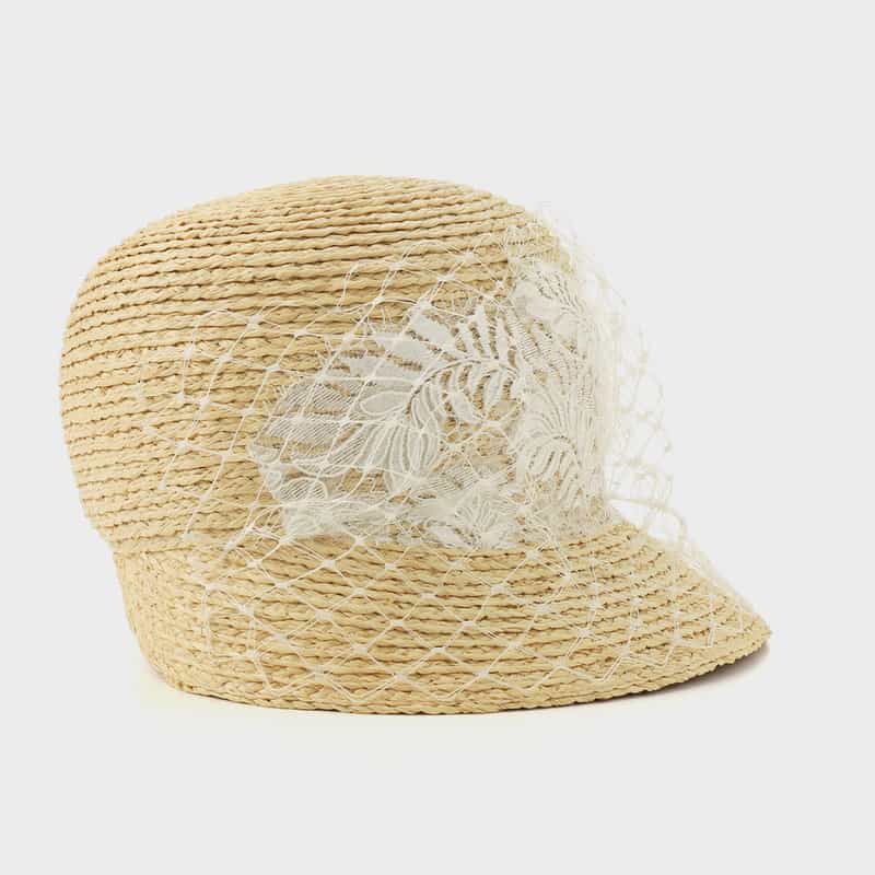 ATHENA NEW YORK ATHENA NEW YORK＜アシーナ ニューヨーク＞レース付きラフィア素材ハット "IVINNE" BEIGE