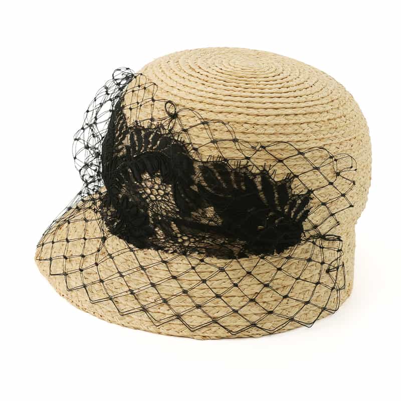 ATHENA NEW YORK＜アシーナ ニューヨーク＞レース付きラフィア素材ハット "IVINNE"