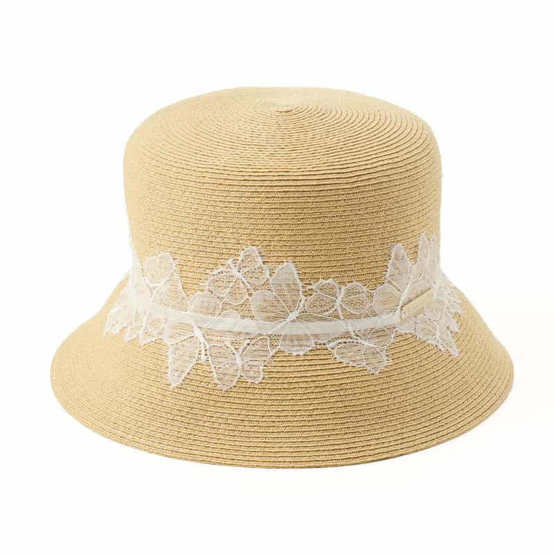 ATHENA NEW YORK ATHENA NEW YORK＜アシーナ ニューヨーク＞レース付きラフィア素材バケットハット "KARINA" WHITE