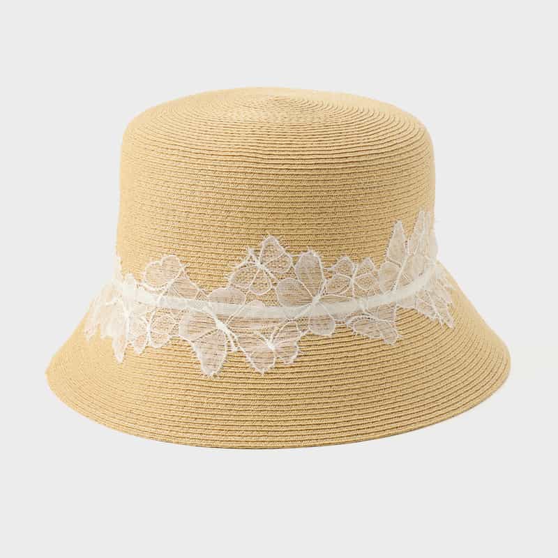 ATHENA NEW YORK ATHENA NEW YORK＜アシーナ ニューヨーク＞レース付きラフィア素材バケットハット "KARINA" WHITE