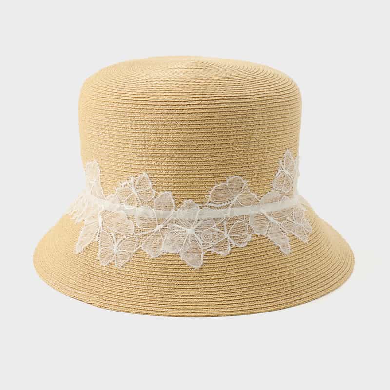 ATHENA NEW YORK ATHENA NEW YORK＜アシーナ ニューヨーク＞レース付きラフィア素材バケットハット "KARINA" WHITE